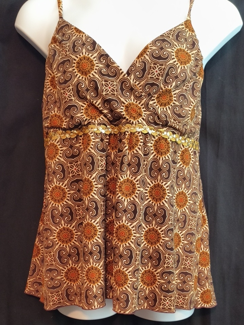 Fashion Bug Brown and Cream Patterned Camisole #0063